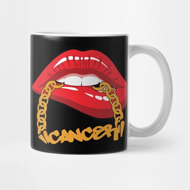 Cancer Zodiac Birthday Lips Gold Chains by ssflower